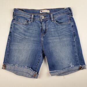 Levi's Classic Denim Jean Shorts Frayed Roll Cuff Hem Woman's 6/28